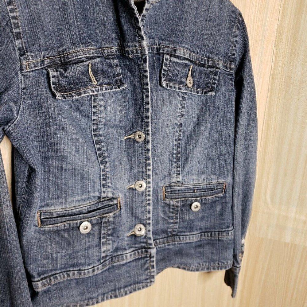 Chico's Platinum Womens Blue Denim Jacket Small - Picture 3 of 7
